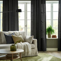 GINSTMOTT Curtains, 1 pair, dark grey/with eyelets, 145x300 cm