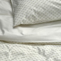 BANDKNIPPE Duvet cover and pillowcase, white/green, 150x200/50x60 cm