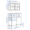 BESTÅ Storage combination w doors/drawers, white/Lappviken/Stubbarp white clear glass, 120x42x213 cm