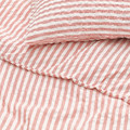 SMÅNUNNEÖRT Duvet cover and 2 pillowcases, red-brown white/striped, 200x200/50x60 cm