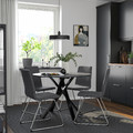 MARIEDAMM / LILLÅNÄS Table and 4 chairs, black marble effect/Gunnared dark grey chrome-plated, 105 cm