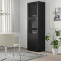 BESTÅ Storage combination w glass doors, black-brown/Lappviken black-brown clear glass, 60x42x193 cm