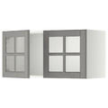 METOD Wall cabinet with 2 glass doors, white/Bodbyn grey, 80x40 cm