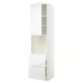 METOD / MAXIMERA High cabinet f oven+door/2 drawers, white/Voxtorp high-gloss/white, 60x60x240 cm