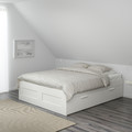 BRIMNES Bed frame with storage, white, Luröy, 160x200 cm
