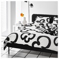 KLIPPBRÄCKA Duvet cover and 2 pillowcases, white/black, 200x200/50x60 cm