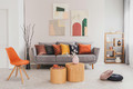Dining Chair Norden Star Square, natural/orange