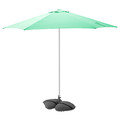HÖGÖN / IGGÖN Parasol with base, light green/dark grey, 270 cm
