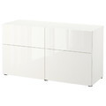 BESTÅ Storage combination w doors/drawers, white/Selsviken high-gloss/white, 120x42x65 cm