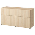 BESTÅ Storage combination w doors/drawers, white stained oak effect/Lappviken white stained oak effect, 120x42x65 cm