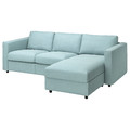 VIMLE 3-seat sofa with chaise longue, Saxemara light blue