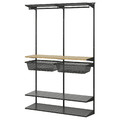 BOAXEL Wardrobe combination, anthracite/oak, 125x40x201 cm