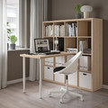 KALLAX / LINNMON Desk combination, white/white stained oak effect, 147x139x147 cm