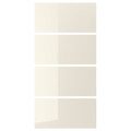 HOKKSUND 4 panels for sliding door frame, high-gloss light beige light beige, 100x201 cm