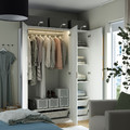 PAX / LINNABERG/ÅHEIM Wardrobe combination, white patterned/mirror glass, 150x58x201 cm