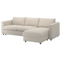 VIMLE Cover 3-seat sofa w chaise longue, Gunnared beige