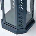ENRUM Lantern for tealight, in/outdoor, black-blue, 22 cm