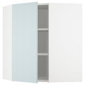 METOD Corner wall cabinet with shelves, white/Kallarp light grey-blue, 68x80 cm