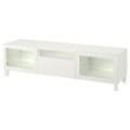 BESTÅ TV bench, white, Lappviken/Stubbarp white clear glass, 180x42x48 cm