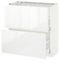 METOD / MAXIMERA Base cabinet with 2 drawers, white, Ringhult white, 80x37 cm