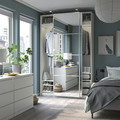 PAX / AULI Wardrobe with sliding doors, white/mirror glass, 150x44x236 cm