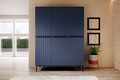 Wardrobe Nicole with Drawer Unit 150 cm, dark blue, black handles and legs