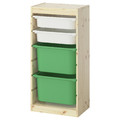 TROFAST Storage combination with boxes, light white stained pine white/bright green, 44x30x91 cm