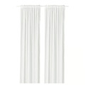 MÄSTERROT Curtains, 1 pair, white white/grid with heading tape, 145x300 cm