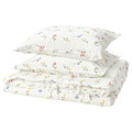 PILDVÄRGMAL Duvet cover and 2 pillowcases, white/floral pattern, 200x200/50x60 cm