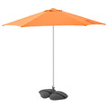 HÖGÖN / IGGÖN Parasol with base, bright orange/dark grey, 270 cm