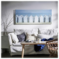 BJÖRKSTA Picture with frame, beach huts/aluminium-colour, 140x56 cm