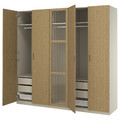 PAX / TONSTAD Wardrobe combination, grey-beige/oak veneer glass, 250x60x236 cm