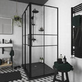 GoodHome Shower Panel Wall Ahti 90 cm, chrome/black