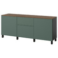 BESTÅ Storage combination with drawers, black-brown Krukmakare/dark grey-green walnut effect, 180x42x75 cm