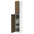 METOD High cabinet with cleaning interior, white/Tistorp brown walnut effect, 40x60x240 cm