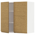 METOD Wall cabinet with shelves/2 doors, white/Voxtorp oak effect, 80x80 cm