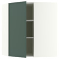 METOD Corner wall cabinet with shelves, white/Aspudden dark grey-green, 68x80 cm