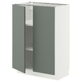 METOD Base cabinet with shelves/2 doors, white/Nickebo matt grey-green, 60x37 cm