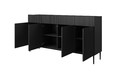 Cabinet with 4 Doors & 4 Drawers Nicole 200cm, matt black, black legs