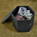 KJUGE Pouffe with storage, Knisa dark grey