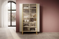 High Cabinet Display Cabinet Verica 120 cm, cashmere, gold legs