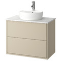 HAVBÄCK / TÖRNVIKEN Wash-stnd w drawers/wash-basin/tap, beige/white marble effect, 82x49x79 cm