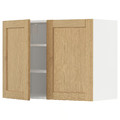 METOD Wall cabinet with shelves/2 doors, white/Forsbacka oak, 80x60 cm