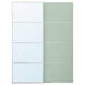 MEHAMN/AULI Pair of sliding doors, aluminium double sided/light green mirror glass, 150x201 cm