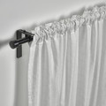MÄSTERROT Curtains, 1 pair, white white/grid with heading tape, 145x300 cm
