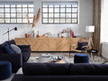 BESTÅ Storage combination with doors, white/Hedeviken/Ösarp oak veneer, 120x42x74 cm