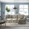 EKTORP 3-seat sofa with chaise longue, Karlshov beige/multicolour