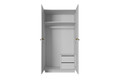 Wardrobe Nicole with Drawer Unit 100 cm, matt white, gold handles