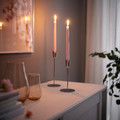 KLOKHET Unscented taper candle, light pink, 25 cm