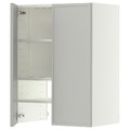 METOD Wall cb f extr hood w shlf/door, white/Aspudden light grey, 60x80 cm